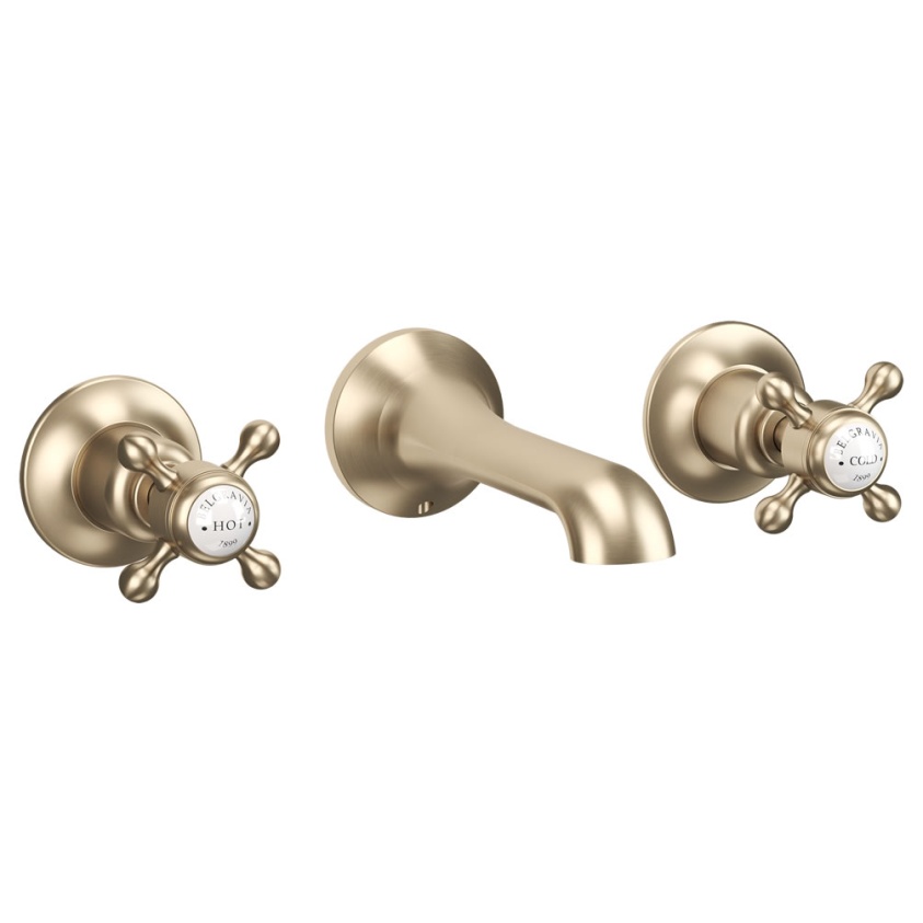 Cutout image of Crosswater Belgravia Brushed Brass Wall-Mounted Basin Mixer Tap